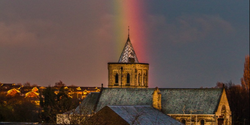 Rainbow over Ashby Catholic Ch