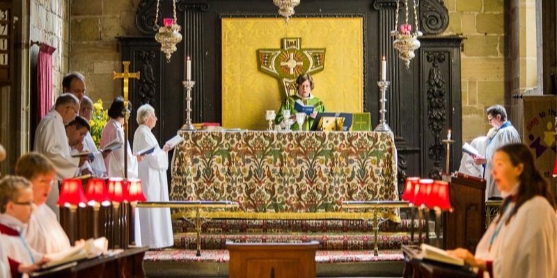Mary taking communion